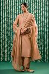 Buy_Cupid Cotton_Brown Chanderi Silk Embroidery, Sequins, Metallic Irraya Pitta Kurta Set _at_Aza_Fashions