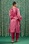 Shop_Cupid Cotton_Magenta Tissue, Chanderi Embroidery, Yashvi Striped Pattern Kurta And Pant Set _at_Aza_Fashions