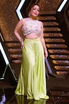Buy_Anu Pellakuru_Green Silk, Modal Beads, Pearls Florence Embroidered Crop Top With Palazzo Pant _at_Aza_Fashions