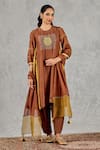 Buy Shivani Bhargava Brown Chanderi, Cotton, Organza Embroidery, Block Print And Hand Kurta Set at Aza Fashions Buy_Shivani Bhargava_Brown Chanderi, Cotton, Organza Embroidery, Block Print And Hand Kurta Set _at_Aza_Fashions