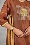 Buy Shivani Bhargava Brown Chanderi, Cotton, Organza Embroidery, Block Print And Hand Kurta Set Online Buy_Shivani Bhargava_Brown Chanderi, Cotton, Organza Embroidery, Block Print And Hand Kurta Set _Online