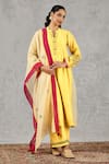 Buy Shivani Bhargava Yellow Chanderi, Cotton Embroidery, Tassels, Foil Printing Hand Kurta Pant Set at Aza Fashions Buy_Shivani Bhargava_Yellow Chanderi, Cotton Embroidery, Tassels, Foil Printing Hand Kurta Pant Set _at_Aza_Fashions