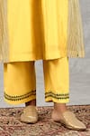 Shivani Bhargava_Yellow Chanderi Embroidery, Piping Mandarin Collar Block Print And Hand Kurta _Online_at_Aza_Fashions