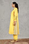 Shivani Bhargava_Yellow Chanderi Embroidery, Piping Mandarin Collar Block Print And Hand Kurta _at_Aza_Fashions