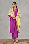 Shivani Bhargava_Purple Chanderi, Cotton Embroidery, Tassels Block Print And Hand Kurta Set _at_Aza_Fashions