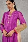Buy_Shivani Bhargava_Purple Chanderi, Cotton Embroidery, Tassels Block Print And Hand Kurta Set 