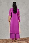Shop_Shivani Bhargava_Purple Chanderi Embroidery, Piping Mandarin Collar Block Print And Hand Kurta _at_Aza_Fashions