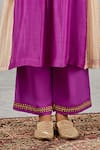 Shivani Bhargava_Purple Chanderi Embroidery, Piping Mandarin Collar Block Print And Hand Kurta _Online_at_Aza_Fashions