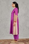 Shop_Shivani Bhargava_Purple Chanderi Embroidery, Piping Mandarin Collar Block Print And Hand Kurta _Online_at_Aza_Fashions