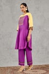 Shivani Bhargava_Purple Chanderi Embroidery, Metallic Thread Round Neck Hand Kurta _Online_at_Aza_Fashions