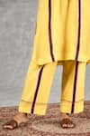 Shivani Bhargava_Yellow Chanderi, Cotton Embroidery Round Neck Hand Kurta And Pant Set _at_Aza_Fashions