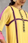 Buy_Shivani Bhargava_Yellow Chanderi, Cotton Embroidery Round Neck Hand Kurta And Pant Set 
