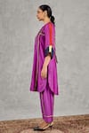Shivani Bhargava_Purple Chanderi Embroidery Round Neck Block Print And Hand Kurta _Online_at_Aza_Fashions