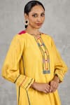 Shop_Shivani Bhargava_Yellow Chanderi, Cotton Embroidery Round Neck Hand Kurta Set _Online_at_Aza_Fashions