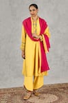 Buy_Shivani Bhargava_Yellow Chanderi Embroidery, Metallic Thread Round Neck Hand Kurta 