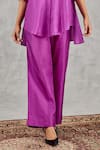 Buy_Shivani Bhargava_Purple Silk Embroidery Mandarin Collar Color Block Hand Tunic And Pant Set _Online_at_Aza_Fashions