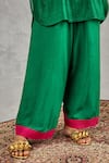 Shivani Bhargava_Green Chanderi, Satin, Silk Embroidery, Beads V-neck Kurta And Pant Set _at_Aza_Fashions