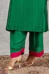 Buy_Shivani Bhargava_Emerald Green Chanderi, Satin, Silk Embroidery, Metallic Hand Kurta With Pant _Online_at_Aza_Fashions