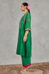 Buy Shivani Bhargava Green Chanderi Embroidery, Metallic Thread Split V-neck Hand Kurta Online at Aza Fashions Buy_Shivani Bhargava_Green Chanderi Embroidery, Metallic Thread Split V-neck Hand Kurta _Online_at_Aza_Fashions