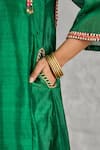 Buy Shivani Bhargava Green Chanderi Embroidery, Metallic Thread Split V-neck Hand Kurta Buy_Shivani Bhargava_Green Chanderi Embroidery, Metallic Thread Split V-neck Hand Kurta