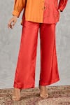 Shop_Shivani Bhargava_Orange Silk Embroidery, Stones, Beads Color Block Hand Shirt And Pant Set _Online_at_Aza_Fashions