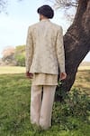Shop_Mukti And Kavith Casa_Gold Silk Embroidery, Zari The Aranya Pattern Sherwani Jacket Set _at_Aza_Fashions
