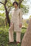 Buy_Mukti And Kavith Casa_Ivory Brocade Embroidery, Zari The Imperial Sherwani Set _at_Aza_Fashions