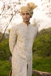 Mukti And Kavith Casa_Gold Embroidery, Sequins, Zari The Opulent Sherwani Set _Online_at_Aza_Fashions