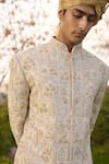 Buy_Mukti And Kavith Casa_Gold Embroidery, Sequins, Zari The Opulent Sherwani Set _Online_at_Aza_Fashions
