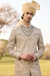 Mukti And Kavith Casa_Gold Brocade Embroidery, Zari The Imperial Sherwani Set _Online_at_Aza_Fashions