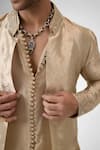 Shop_Mukti And Kavith Casa_Gold Tissue Beads, Embroidery Jacket Kurta Set _Online_at_Aza_Fashions