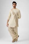 Buy_Mukti And Kavith Casa_Cream Jacquard Embroidery, Sequins Radiance Kurta Set _at_Aza_Fashions