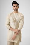 Buy_Mukti And Kavith Casa_Cream Jacquard Embroidery, Sequins Radiance Kurta Set _Online_at_Aza_Fashions