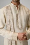 Buy_Mukti And Kavith Casa_Cream Jacquard Embroidery, Mirrors Kurta And Palazzo Set _Online_at_Aza_Fashions