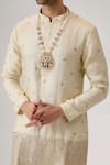 Buy_Mukti And Kavith Casa_Cream Jacquard Embroidery Kurta And Palazzo Set _Online_at_Aza_Fashions