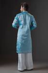 Shop_Mukti And Kavith Casa_Blue Chanderi Embroidery, Metallic Thread Azure Kurta Set _at_Aza_Fashions