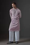 Buy_Mukti And Kavith Casa_Purple Chanderi Embroidery, Sequins Kurta And Palazzo Set _at_Aza_Fashions
