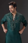 Buy_Mukti And Kavith Casa_Green Silk Embroidery, Sequins Kora Kurta And Palazzo Set _Online_at_Aza_Fashions