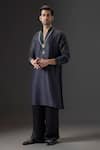 Buy_Mukti And Kavith Casa_Black Silk Embroidery, Sequins Obsidian Mirage Kurta Set _at_Aza_Fashions