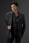 Buy_Mukti And Kavith Casa_Black Stones, Sequins Noir Tuxedo Set _Online_at_Aza_Fashions