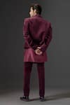 Shop_Mukti And Kavith Casa_Maroon Velvet Embroidery, Metallic Thread Imperial Garnet Tuxedo And Pant Set _at_Aza_Fashions