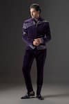 Buy_Mukti And Kavith Casa_Purple Suede, Cotton Embroidery, The Imperial Eclipse Tuxedo And Pant Set _at_Aza_Fashions