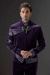 Buy_Mukti And Kavith Casa_Purple Suede, Cotton Embroidery, The Imperial Eclipse Tuxedo And Pant Set _Online_at_Aza_Fashions