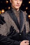 Buy_Mukti And Kavith Casa_Black Suede, Organza Beads, Embroidery, Regal Noir Beaded Embellished Tuxedo Set _Online_at_Aza_Fashions