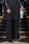 Mukti And Kavith Casa_Black Crepe Beads, Embroidery Midnight Radiance Asymmetric Kurta And Palazzo Set _Online_at_Aza_Fashions