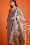 Shop_Naintara Bajaj_Purple Chiffon Embroidery, Foil Printing, Zari Kurta Set With Floral Dupatta _Online