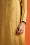Naintara Bajaj_Yellow Satin, Silk Embroidery Round Neck Hand Straight Kurta Set 