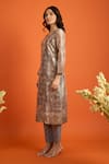Buy_Naintara Bajaj_Brown Organza, Jacquard Embroidery, Zari, Foil Butti Pattern Straight Kurta Set 