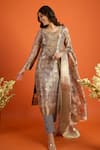 Buy_Naintara Bajaj_Brown Organza, Jacquard Embroidery, Zari, Foil Butti Pattern Straight Kurta Set _Online