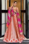 Buy_Neha Khullar_Orange Mirrors, Zari V-neck Zardozi Lehenga Set _at_Aza_Fashions